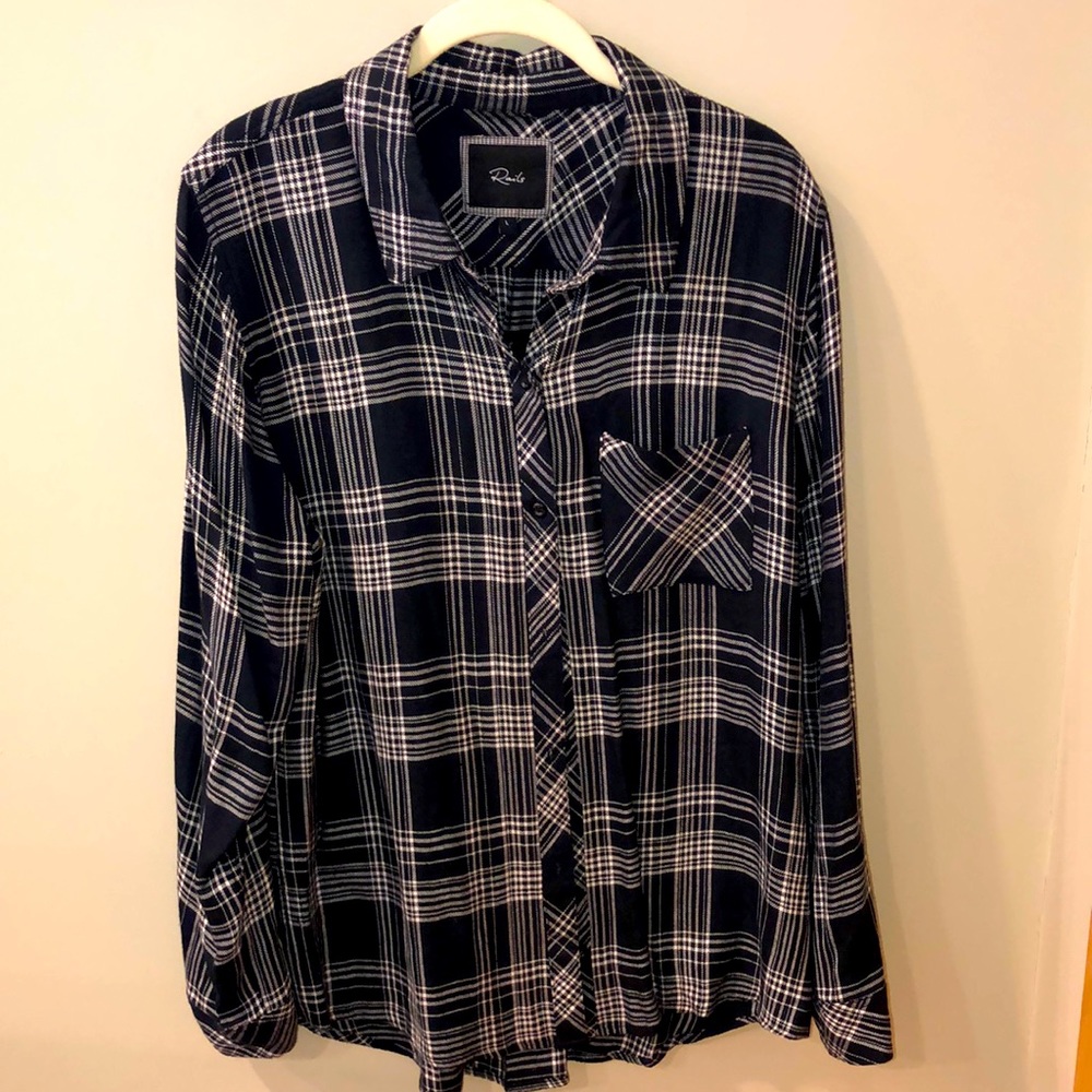Rails black plaid button down soft flannel Large
